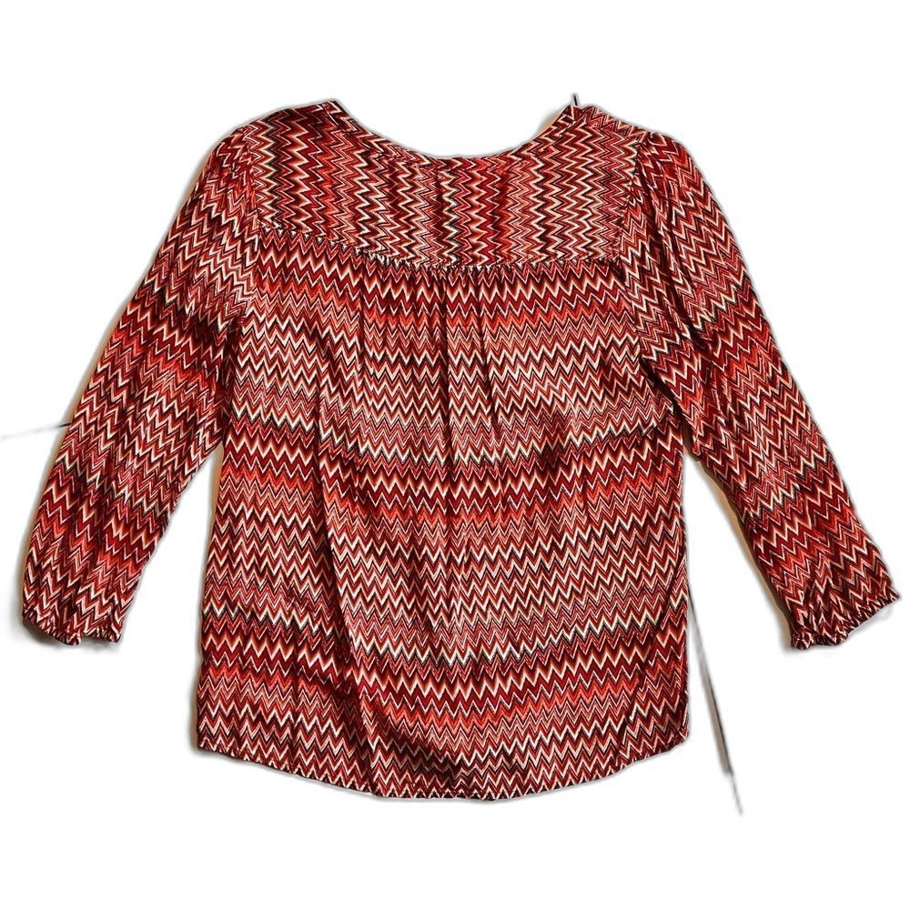 Lucky Brand Live in Love Women’s Chevron Patterned Red Blouse Size Small - Picture 11 of 12